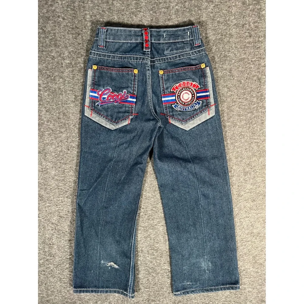 Vintage Coogi Australia Kids Denim Jeans Embroidered Logo Size 8 Hip Hop Style